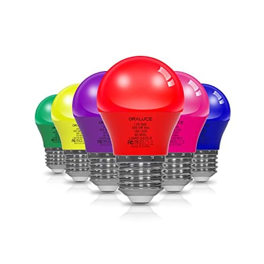 ORALUCE 6 Colors Porch Light Bulb 40 Watt Equivalent,A15 LED Bulbs for Halloween Christmas Party Decoration and Lighting,Colored Light Bulb with E26 Base,5W 450LM Non-Dimmable,6 Pack.