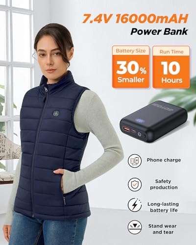 Image of Women's Heated Vest with 16000 mAh Battery Pack Included, 9 Zones Smart Temp Control Ergonomics Heating System