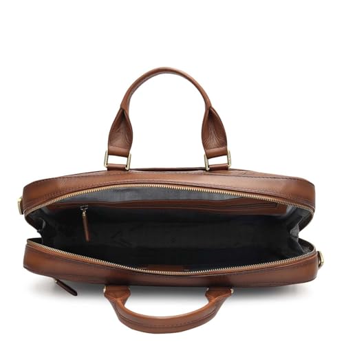 Image of Da Milano Leather Laptop Bag for Men & for Women - Fits Upto 15 inch - Brown (10153)