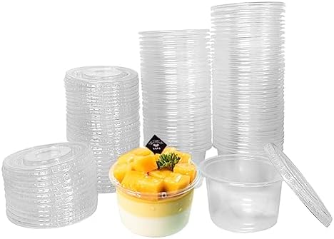 Amazon.com: AHXHWKA 100 Pcs 8 OZ Disposable Plastic Cups with Flat Lids ...