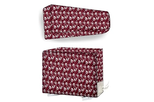 Image of The Furnishing Tree 1.5 Ton Split AC Cover for Indoor and Outdoor Units Floral Pattern Dark Brown