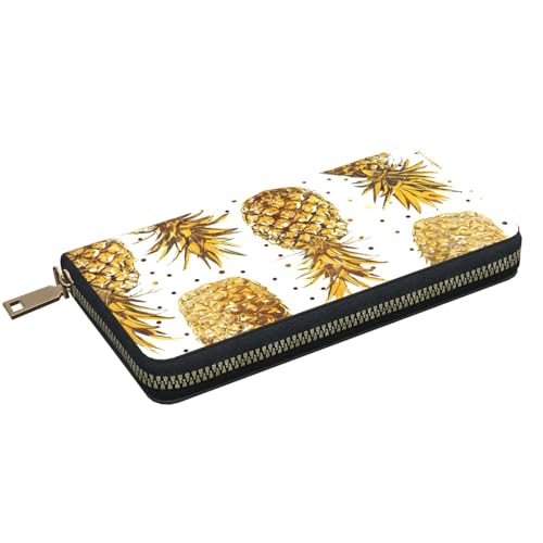 Gold Glitter Pineapples Fruit Printed Long Wallet for Women Men Cute Coin Purse with Card Holder2