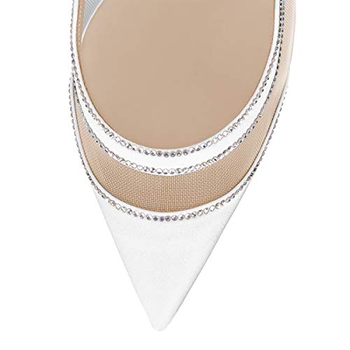 FSJ Women Sexy Mesh Stiletto High Heels Pumps Pointed Toe Slip On Dress Party Evening Office Shoes Size 4-15 US4