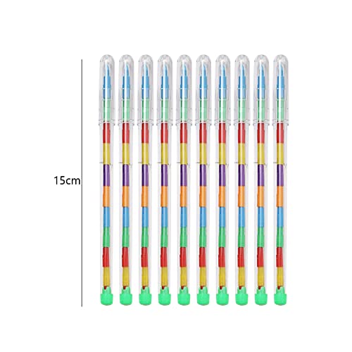 YIJU 10 peças de giz de cera colorido empilhável, giz de cera empilhável para construir