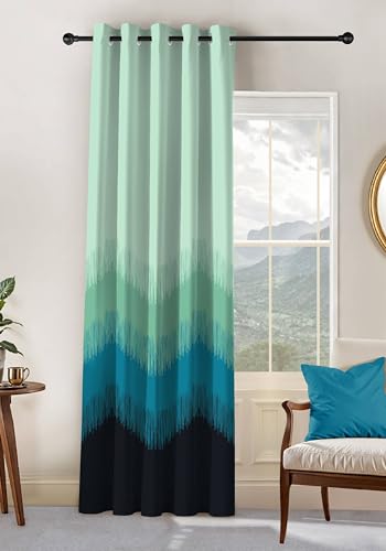 Image of Kivo Digital Print 85% Blackout Curtains for Long Door /Window, Thermal Insulated, Tie Back, Wider Width 50 in, Eyelet Curtains for Living Room /Bedroom (Teal 9 ft Set of 1)