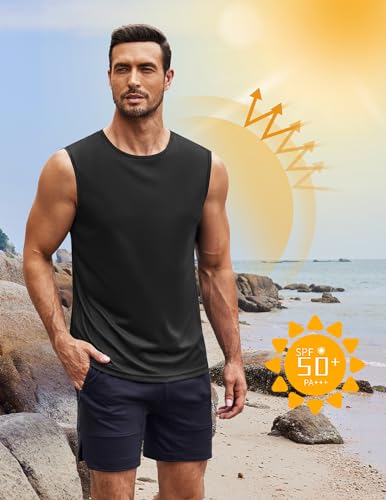 COOFANDY Mens 2 Pack Workout Tank Top UPF 50+ Quick Dry Sleeveless Swim Shirt Gym Muscle Athletic Summer Beach T Shirts4
