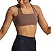 Aoxjox Women's Workout Sports Bras Square Neck Emma Cross Back Fitness Training Gym Bra Yoga Crop Tank (Fudge Coffee, X-Small)