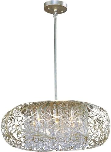 Maxim Arabesque-Nine Light Pendant in Crystal style-24 Inches Wide by 12 inches high-Golden Silver Finish-Beveled Crystal Glas