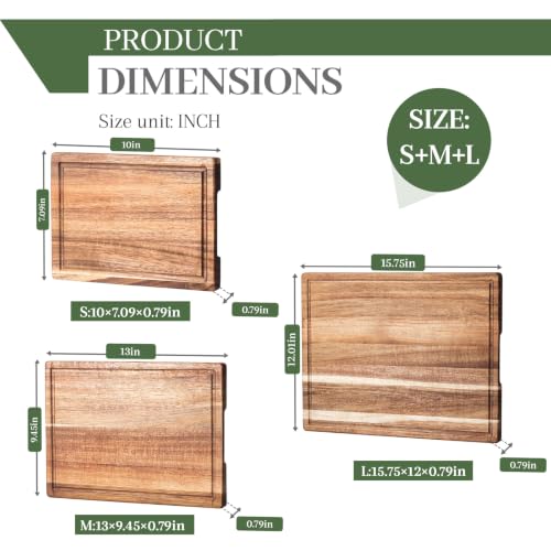 Tablas de cortar para cocina con soporte de madera, set de 3 miniatura 3