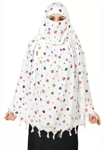 Image of SIXSIGMA Cotton Long Scarf Cum Mask scarves Usable for vehicle Driver | White Printed Design | Universal Size | For Girl & Women | Breathable Sun Protection Light Weight