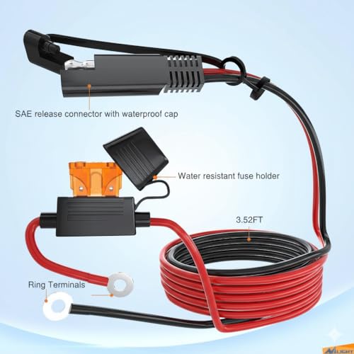 Image of Nilight Waterproof Motorcycle USB 3.1Amp Quick SAE to USB Charger Adapter O Ring Terminal Cable Harness with Inline 5Amp Fuse Handlebar for Mobile Devices GPS