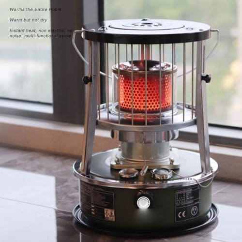 Portable Kerosene Heater, 5.2L Tank 20-25 Hours Heating with Adjustable Height Safety Net, for Camping Garage Home Emergency Indoor Outdoor Use