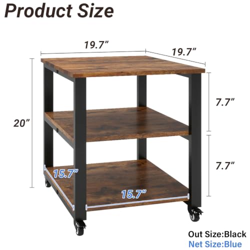 Image of Natwind 3 Tier Laser Printer Stand,20''x20'' Side Table for Printer, Retro