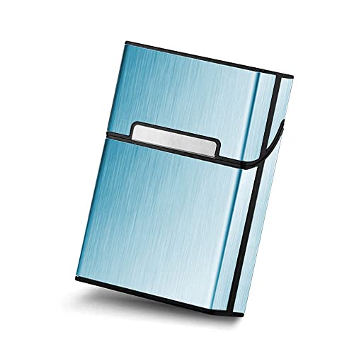 Lightweight Aluminum Cigarette Case Silver Metal Box Holder (Blue)