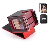 Stepane MTG - Caja de cubierta con doble ventana, caja de cubierta Commander para más de 120 tarjetas de una sola manga, caja de tarjetas de piel sintética con cierre magnético con 2 separadores y 2