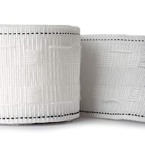 Realm White Pencil Pleat Curtain Header Tape, Detachable Curtain, Sizes 25mm 1 Inch, 50mm 2 Inch, 75mm 3 Inch (2 1m)