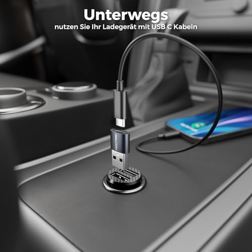 deleyCON USB C Adapter (3 Stück) USB C Buchse zu A Stecker Adapter für iPhone 17/16/15 Serie, iPad, Galaxy S25/S24/S23 Serie, A56, A16, Laptop, Notebook, Carplay, Ladegerät, usw.