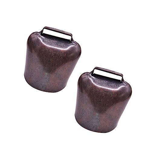 ARTIBETTER 2Pcs Thicken Small Bells Pendant for Farming Animals Durable Hanging Decor for Sheep Horse Cow Crisp Sound Alarm Accessories Red Bronze Style