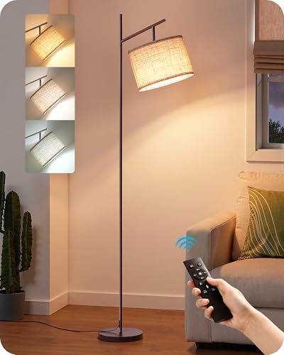 Image of EDISHINE 64.7IN Brown Floor Lamp for Living Room with Remote, Standing Lamp