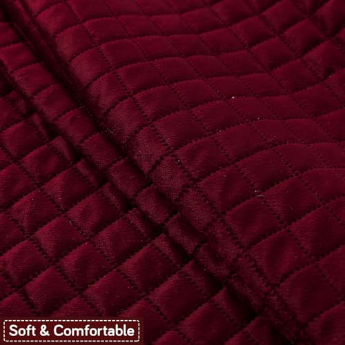 Image of HOKIPO Quilted Sofa Cover 6 Seater Set - Washable 3+2+1 Sofa Panel for Seat & Back | 'Quilt Classic' Maroon (IN-927+926+925 * 2-MRN)