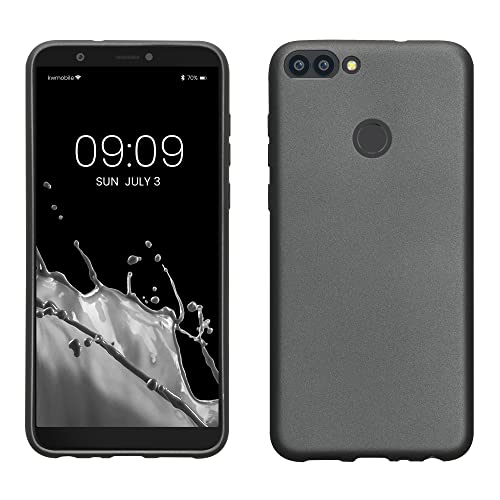 kwmobile Custodia Compatibile con Huawei Enjoy 7S / P Smart (2017) Cover - Back Case Morbida - Protezione in Silicone TPU Effetto Metallizzato grigio metallizzato