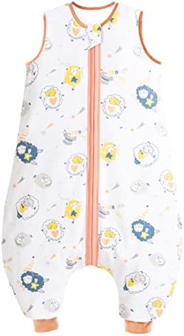 Chilsuessy Baby Schlafsack Sommer mit Füßen 0.5 Tog 100% Baumwolle Kinder Sommerschlafsack für Jungen und Mädchen, Süße Schafe, 100cm/Baby Höhe 110-120cm