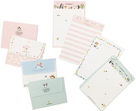 Eternityfing Stationery Paper and Envelopes Sets-16 Sheets Writing Paper with 8pcs Envelopes Cartoon Cute Mini Small Lined