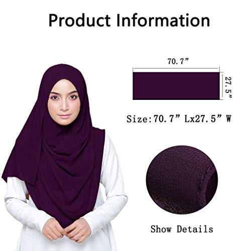 Image of LMVERNA Solid Color Bubble Chiffon Scarf for Women Fashion Soft Hijab Long Scarf Wrap Scarves