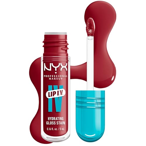 NYX Professional Makeup Feuchtigkeitsspendender Lipgloss und Lip Stain, 2 in 1, Bis zu 12 Stunden Pflege, Lip IV Hydrating Gloss Stain, Langanhaltender Lip Tint, Farbe: Berry Thirsty