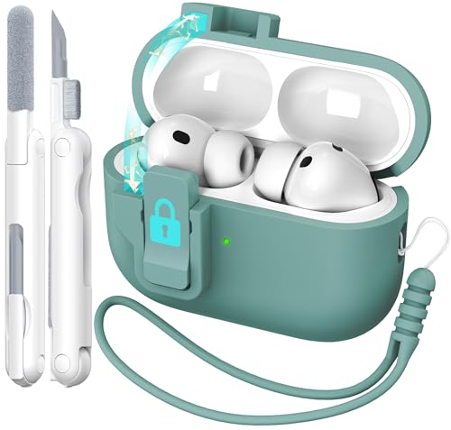 R-fun AirPods Pro 3�p�P�[�X�i�N���[�j���O�L�b�g�t���j�A�\�t�g�t�̃V���R���S�����ی�J�o�[�AAirPods Pro��3����P�[�X�i2025�j�Ή��AMagSafe�Ή��A�p�C���O���[��