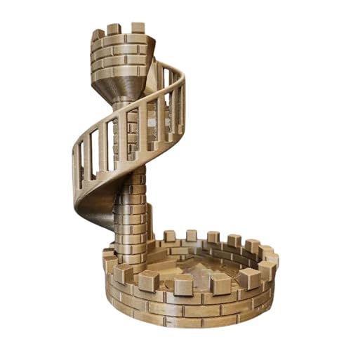 harayaa Würfel Turm Turm Schloss Retro mit Tablett Ornamente Legierung Zubehör Würfel Rollt Urm Und Tablett für Und Dragon RPG, Braun