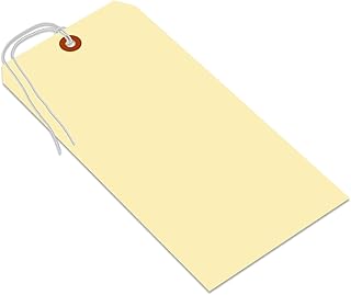 SmartSign (50-Pack) Blank Manila Tags with Pre-Attached Loop Strings - 8 x 4 inch (Size-12), 15pt Thick Cardstock Tags, Paper Hang Tags with Reinforced Fiber Patch
