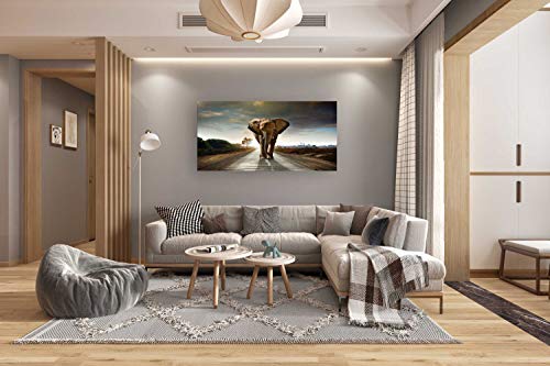 Muolunna D1250 Elephant Canvas Prints Wall Art Animals Photo Pictures Painting On Canvas Decor For Living Room Bedroom Home Office Kitchen Wall Decor Stretched And Framed Grey Landscape Artwork #TOP3