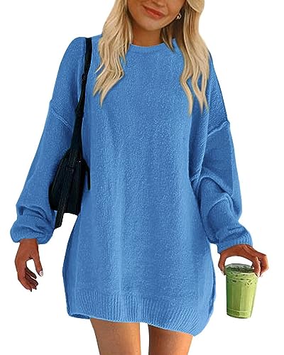 Image of BTFBM 2025 Womens Sweaters Casual Crewneck Long Sleeve Oversized Sweater Dress Fall Winter Loose Slouchy Soft Pullover