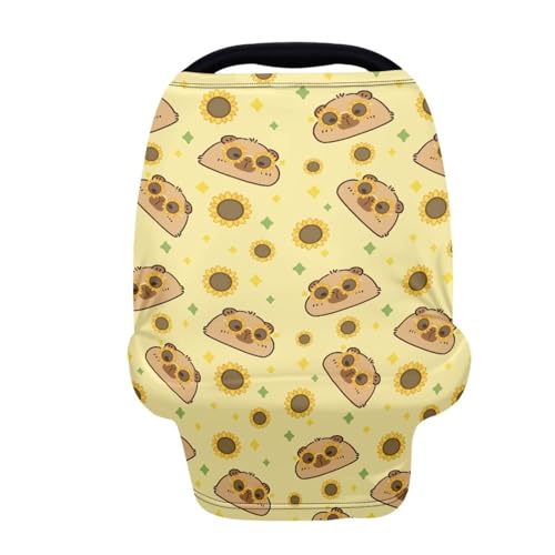 Image of Capybara Nursing Cover Breastfeeding Scarf Multi Use Infant Stroller Canopy for Family Friedns, Lightweight Nursing Cover Up for Breastfeeding