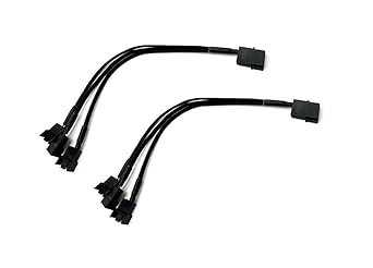 2-Pack 3 Way 4 Pin PWM Fan Splitter Cable PC Fan Splitter 1 to 3 Converter10 inch