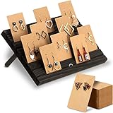 Paquete de 31 soportes de exhibición de aretes de madera, soporte de exhibición de aretes con cartón para vender aretes, organizador de joyas, exhibición de fotos, tarjetas de visita (negro gris)