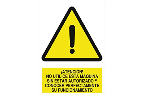 Plimpo Señal Adhesiva 210X148 Mm. Atención! No Utilice Esta Máquina Sin Estar Autorizado Y Conocer Perfectamente Su Funcionamiento En Oferta Cofan A64Ad210148 Señal Adhesivo, 210 X 148 Mm