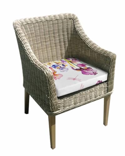 Pinroote Spring Floral Patio Cushion Covers, Outdoor Cushion Covers Waterproof Seat Cushion Slipcovers, Pink Blue Vintage Flowers Botanical Chair Cushion Cover for Garden Sofa 22