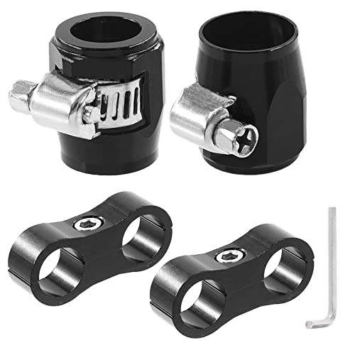 Swpeet 5Pcs 10AN Rubber Hose Connector with Pipe Clamps and Hose Separator Clamp Assortment Kit