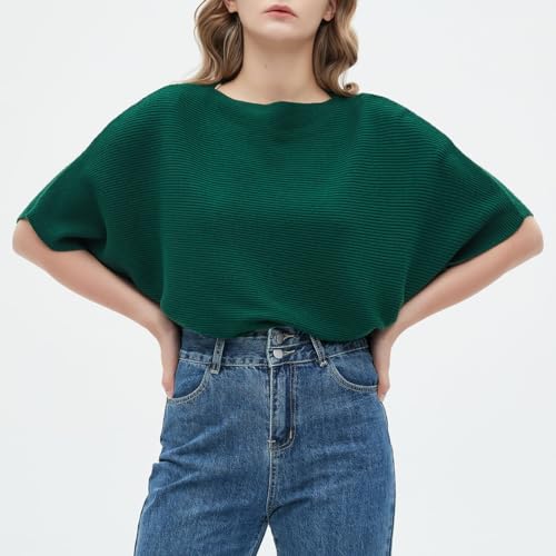 Image of EDSTAR Women Dolman Batwing Sleeves Knitted Sweaters Winter Boat Neck Pullovers Tops