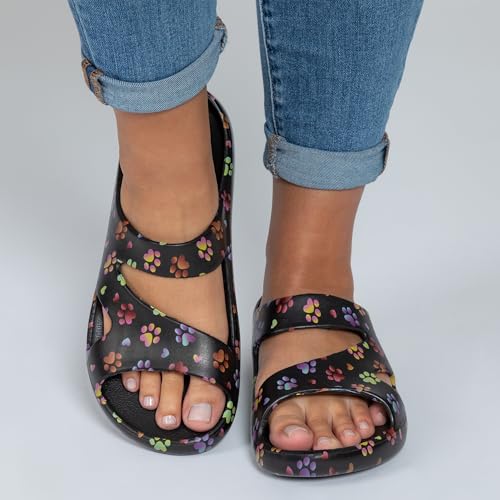 Image of GreaterGood Positively Inspired Womens Slide Sandals Lightweight Cushioned Slip On Comfortable Shower Shoes Quick Dry Durable, Beach, Pool, Travel, Walking Casual Slides Footwear