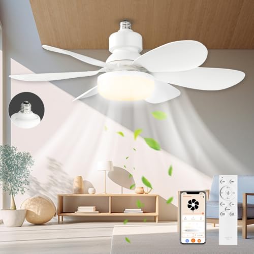 シーリングファンライト LED ファンライト 扇風機 17W E26 天井 照明器具 省エネ 無階段調光調色 5階段風量調整 DCモーター タイマー機能 小型6枚羽根 空気循環 簡単取付 静音 節電 寝室 和室 冷暖房換気 暑さ対策 リモコン付き WIFI