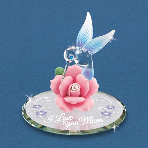 Glass Baron 'I Love You Mom with Hummingbird Figurine