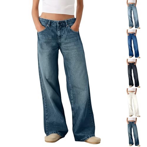 Wide Leg Jeans Woman High Waisted Baggy Boyfriend Trendy Vintage Jeans Casual Classic Denim Pants with Pockets