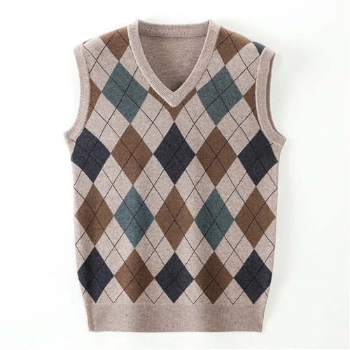 Men's Argyle Knit Sweater Vest Sleeveless V Neck Pullover Classic Soft Lightweight Layer Top3