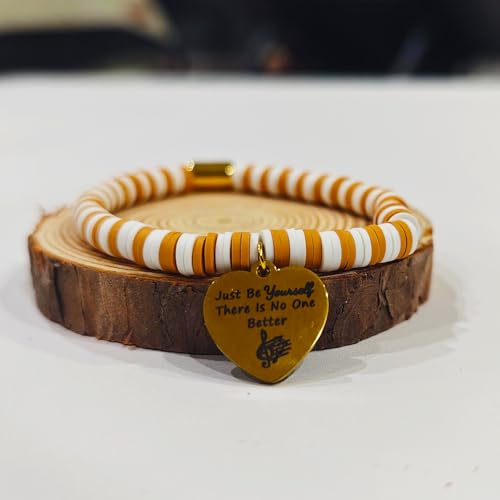 Image of ChillOutPal Friendship Bracelets with Copper Heart Pendant, Engraved with inchJust Be Yourself, There Is No One Better inch - Taylor Gifts for Friends /Fans /Family