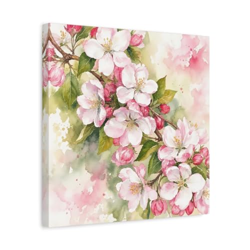 Tableau fleurs de cerisier aquarelle sur toile canvas épaisse pour salon