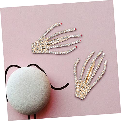 Pince à cheveux squelette main strass accessoires Halloween - 6