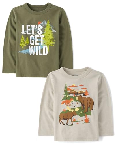 Image of The Children's Place Baby and Toddler All Holidays,Birthdays Long Sleeve Graphic T-Shirts,2 Pack